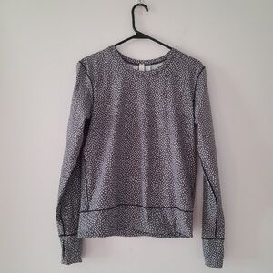 Lululemon Rush Hour Long Sleeve Luon Spray Jacquard White Black Top